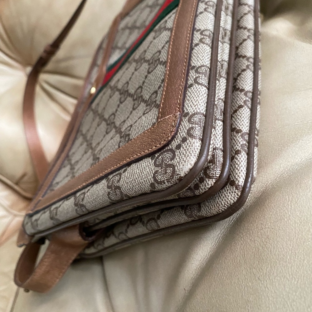 Gucci 3-Compartment COA Shoulder Bag Adjustable Strap GG Web Stripe Vintage - Picture 4 of 16